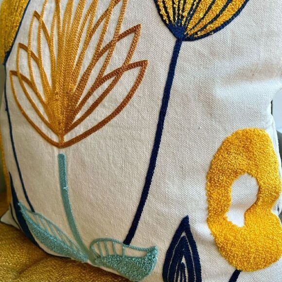 Lotus Flower Embroidered Pillow Throw Cover - Picture 2 of 6